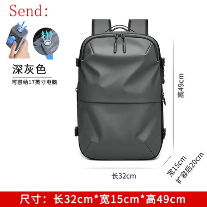 60L Airback Vacuum Compression Travel Backpack Man Waterproof Business Expandable Backpack Outdoor College Laptop Bag Anti Theft