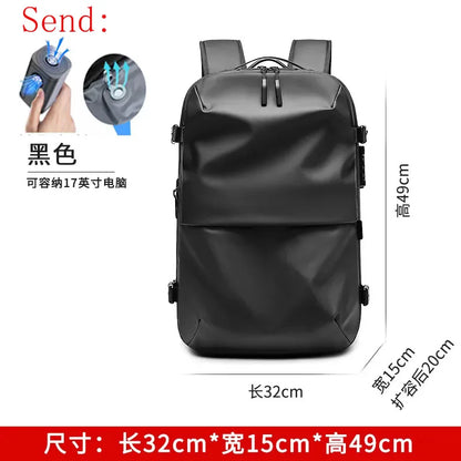 60L Airback Vacuum Compression Travel Backpack Man Waterproof Business Expandable Backpack Outdoor College Laptop Bag Anti Theft