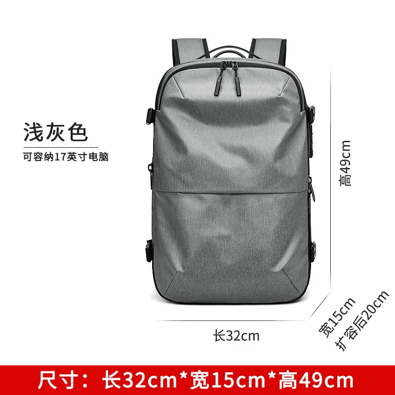 60L Airback Vacuum Compression Travel Backpack Man Waterproof Business Expandable Backpack Outdoor College Laptop Bag Anti Theft
