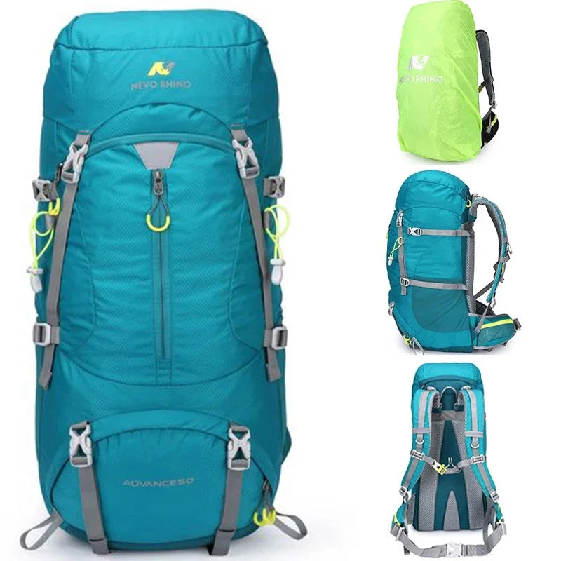 60L Men Unisex Outdoor Hiking Backpack Travel Sports Pack Fishing Bag Climbing Camping Rucksack For Male Women Female