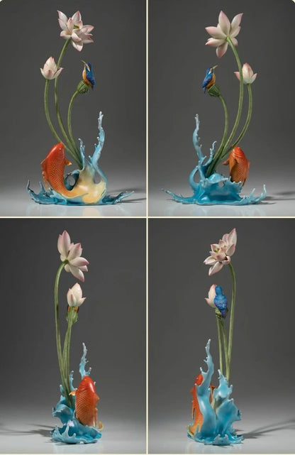 60cm large Limited Edition home decor TOP ART copper carving decorative art LIAN NIAN YOU YU good luck Auspicious decoration