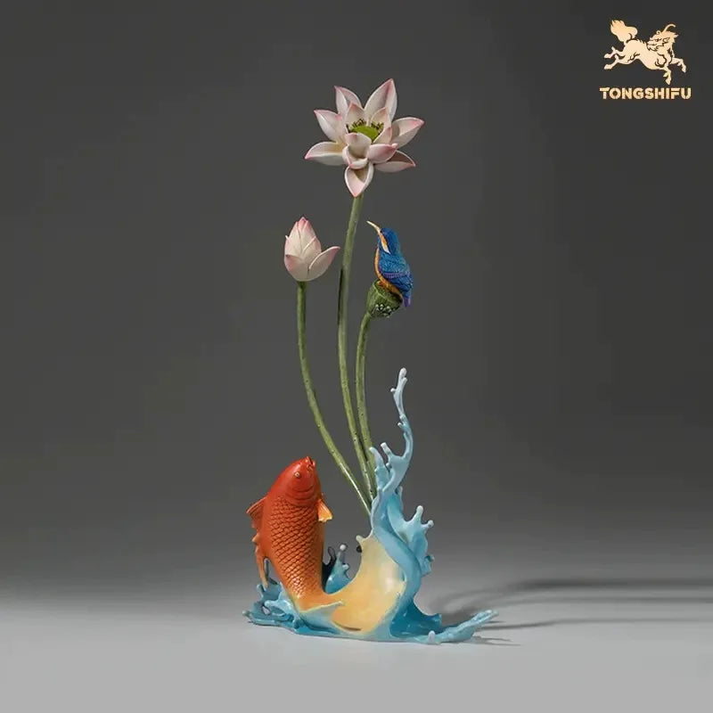 60cm large Limited Edition home decor TOP ART copper carving decorative art LIAN NIAN YOU YU good luck Auspicious decoration