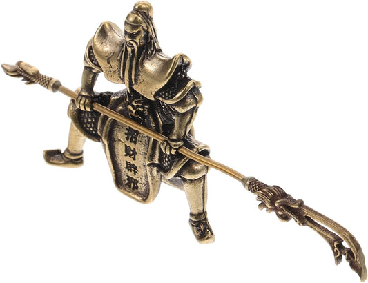FOMIYES Tea Pet Guan Yu God of Wealth Statue Guan Yu Sculpture Kung Fu Tea Pet Guan Gong Collectibles Fengshui Brass Dining Table Decor Feng Shui Decor Lovers Manual Copper Craft Tea