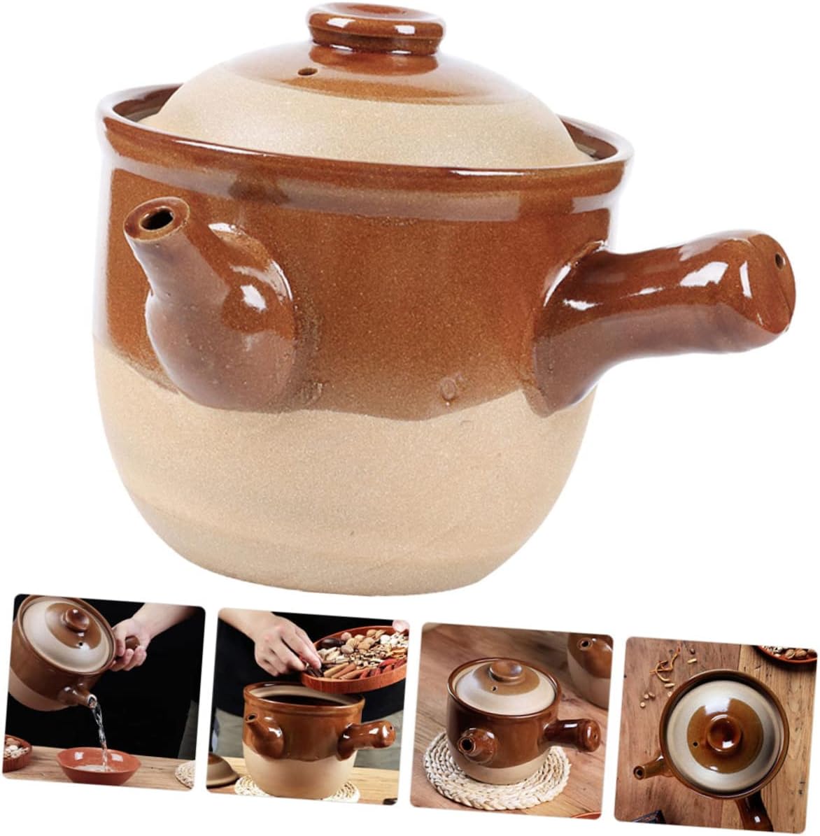 SWOOMEY Ceramic Soup Pot Chinese Medicine Cooker Japanese Donabe Stockpot Casserole Chinese Hot Pot Oven Pot Earthenware Pot Cookware Shabu Shabu Clay Chinese Medicine