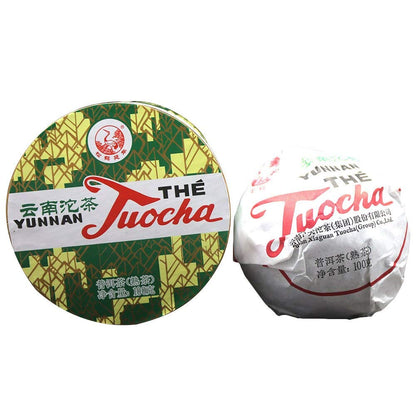 FullChea - 2018 Xiaguan Shu Puerh Tea Tuocha - Pu Erh Tea Loose Leaf - Xiaofa Tuo Cha Ripe Pu-erh Tea - Health Tea (3.52oz/ 100g)