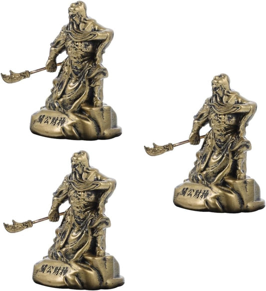 BESTOYARD 3 pcs Ornaments Desk Decoration Home Decor Resin Crafts Tabletop Decor Chinese General Statue guan yu Sculpture Retro Home Adornment Guan Yu Statue Buddha Brass Accessories Doll