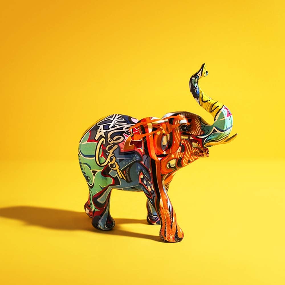 Colorful Art Elephant Statue Sculpture Collectible Figurine Gift Idea Home Desktop Decoration