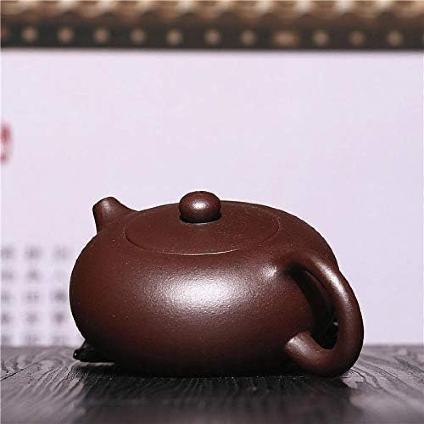 Zisha Teapot Purple Clay Teapot Handmade,220ml Capacity Teapot Purple Clay Ball Hole Flat Kung Fu Tea Set