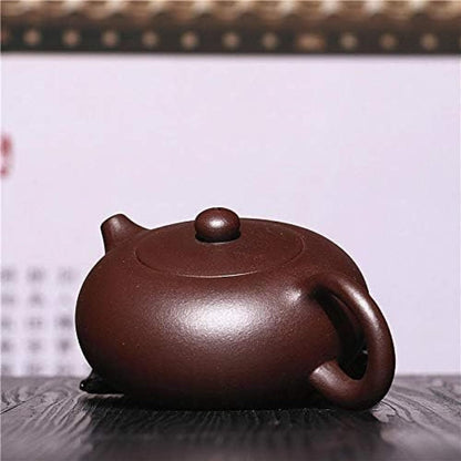 Zisha Teapot Purple Clay Teapot Handmade,220ml Capacity Teapot Purple Clay Ball Hole Flat Kung Fu Tea Set