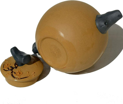 Tea pot 9.5oz Chinese Yixing Clay Dragon Genuine Zisha Tea Infuser for Loose Tea Kettle (Black) (Yellow)