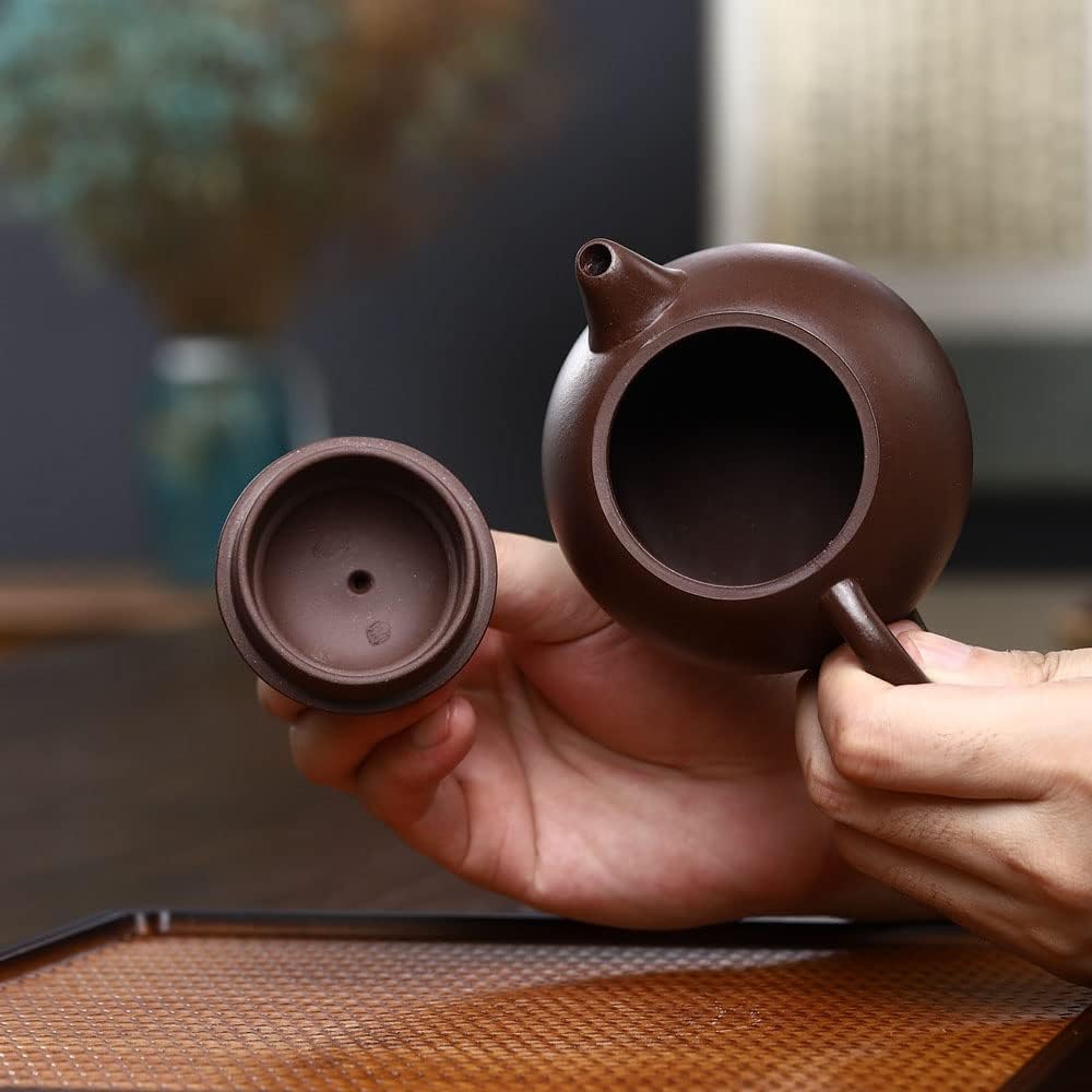 Tea pot 9.5oz Chinese Yixing Clay Dragon Genuine Zisha Tea Infuser for Loose Tea Kettle (Black) (Black)