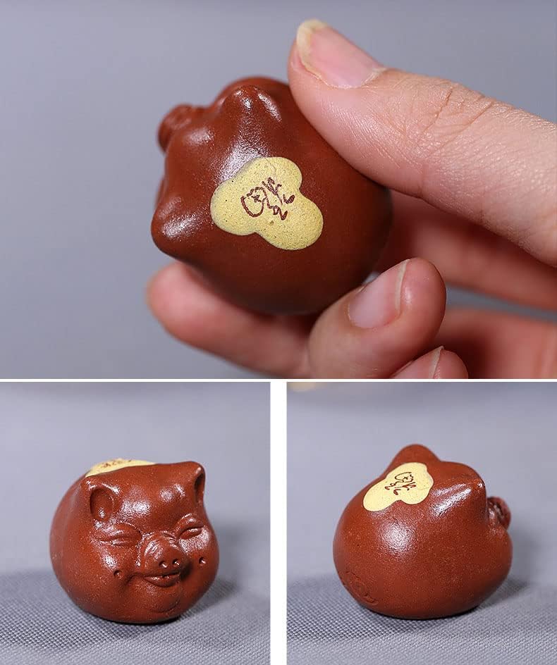 • Yxhupot Tea Pet Chinese Zisha 5pcs Pig Handmade Prosperity and Good Lucky fengshui (5 fu Color)