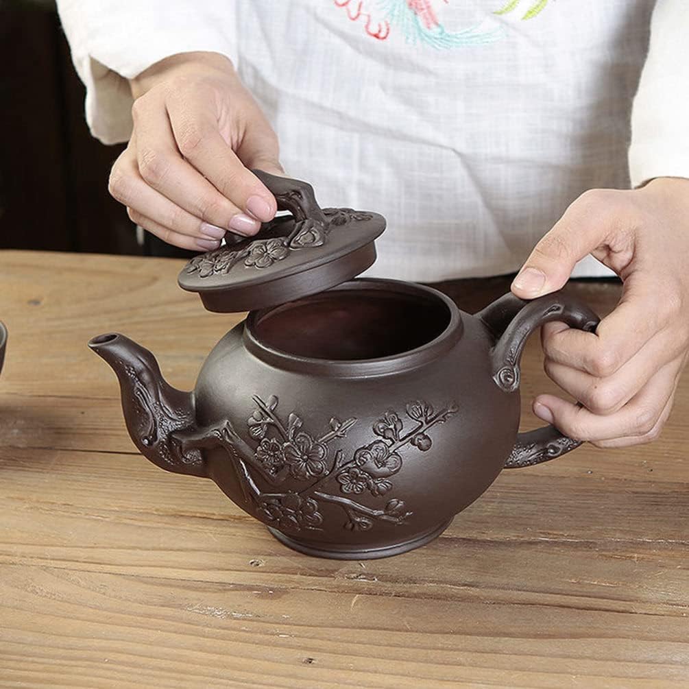 Cabilock Chinese Tea Set Chinese Tradition Purple Clay Teapot Retro Kung Fu Tea Kettle Handmade Teapot Large Capacity Zisha Tea Maker for Tea Ware Accessory Dark Brown Stovetop Kettle