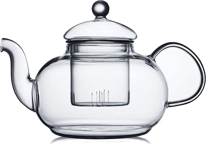 CnGlass 33.8oz Glass Teapot with Removable Infuser,Stovetop Safe Tea Kettle,Blooming & Loose Leaf Tea Pot