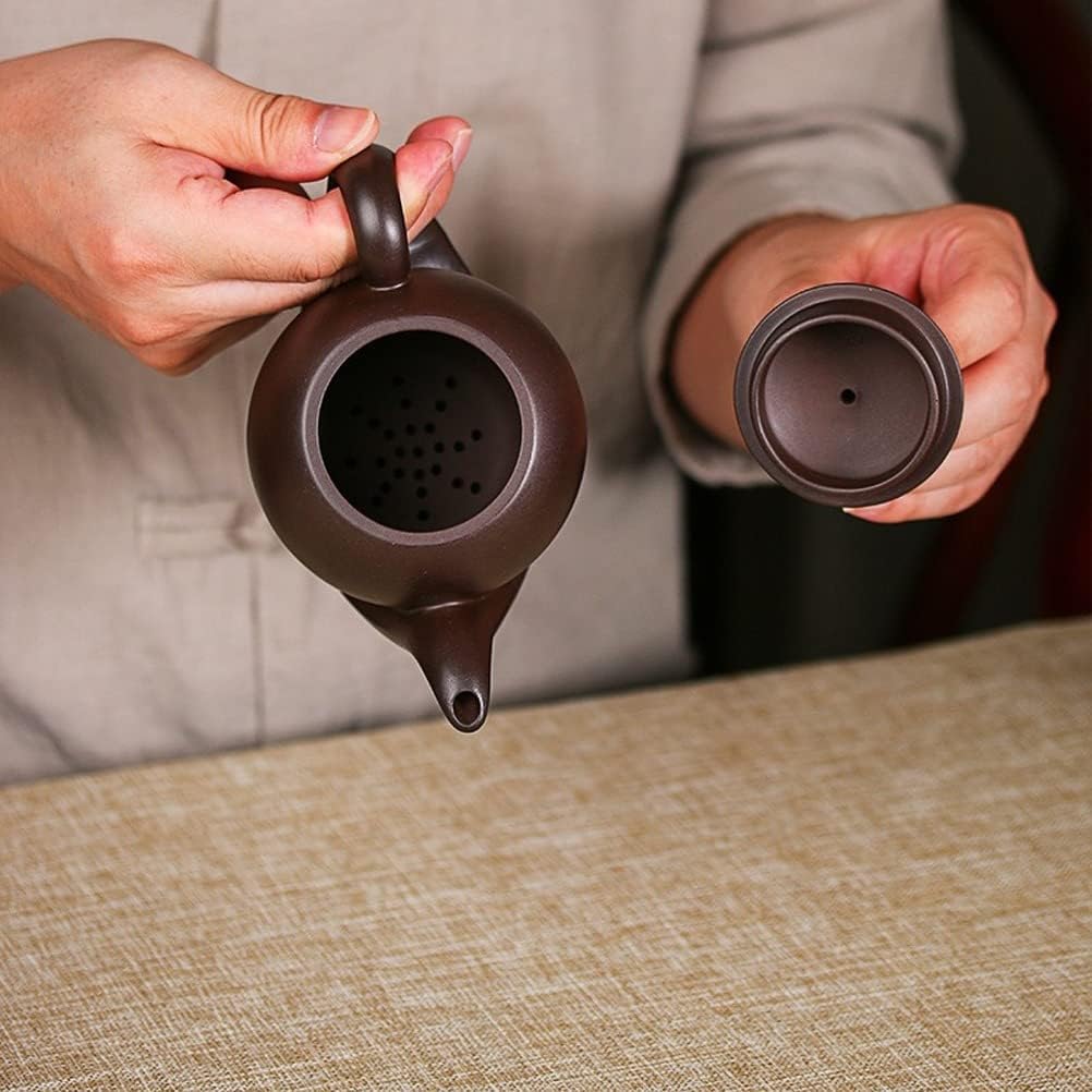 Slowtee Handmade Purple Clay Teapot, Traditional Chinese Kungfu Zisha Tea Kettle for Tea Table, Tea Ware Accessories for Enjoying Tea Ceremony, 15cm x 12cm(5.9in x 4.7in)