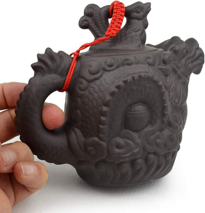 Teapot Chinese Dragon Phoenix Zisha Clay Gongfu Tea Pots Zini for Loose Tea (12oz)
