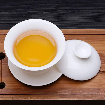 Jade Lee Gaiwan Porcelain Teacup White kung Fu Tea Service Set for Home Office Decoration (200ml)