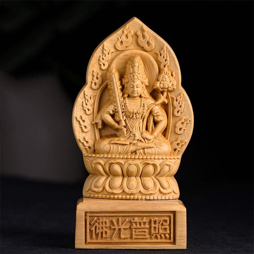 zxb-shop Buddha Statue Decoration Wood Carving Ornaments Car Ornaments Yabo Guanyin Statue Void Bodhisattva Buddha Decoration