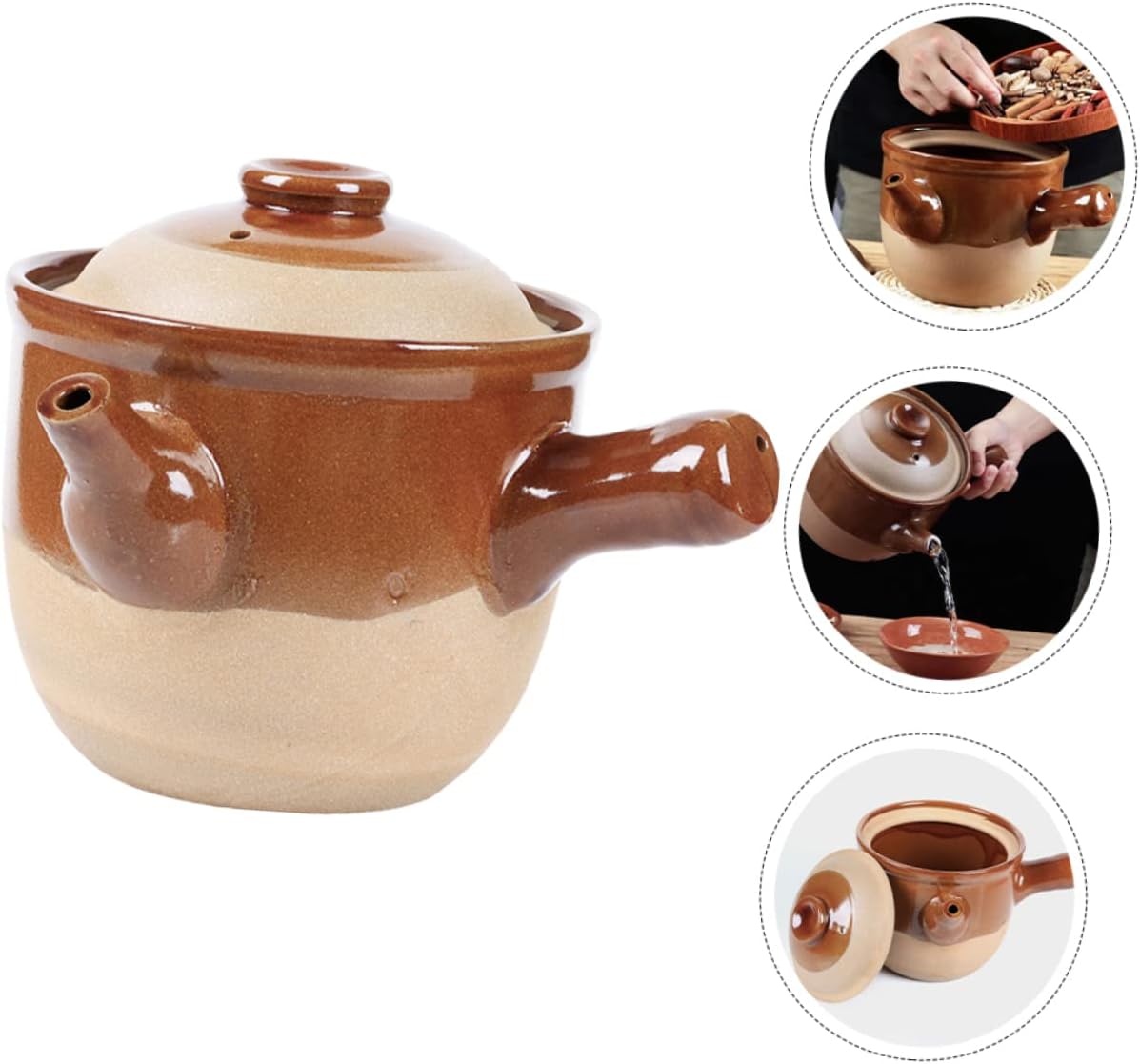 SWOOMEY Ceramic Soup Pot Chinese Medicine Cooker Japanese Donabe Stockpot Casserole Chinese Hot Pot Oven Pot Earthenware Pot Cookware Shabu Shabu Clay Chinese Medicine