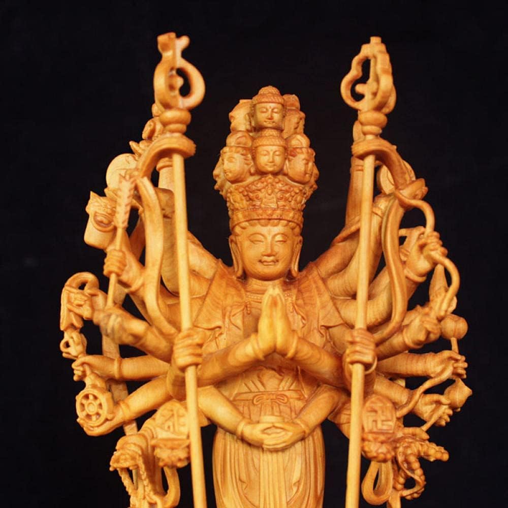 ZEELYDE Garden Ornaments Decor Statue Outdoor,Statue Stunning Home Garden Ornament Sculpture Decoration Statues and Sculptures Thousand-Hand Guanyin Buddha Wood Carving Solid Wood Carving Ornaments