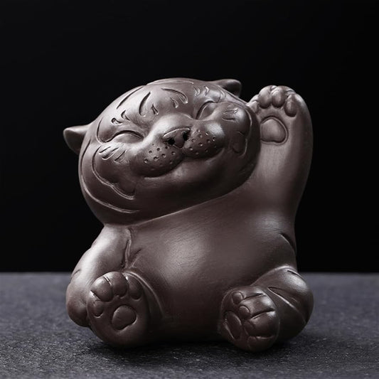 Chinese/Japanese Tea Set Purple Clay Tiger Tea Pet Zen Kung Fu Figure Tea Ceremony Accessories Чайные Фигуркиq Handmade Home Ornaments Portable Teapot Set Tea Gift set (Size : Tiger C)