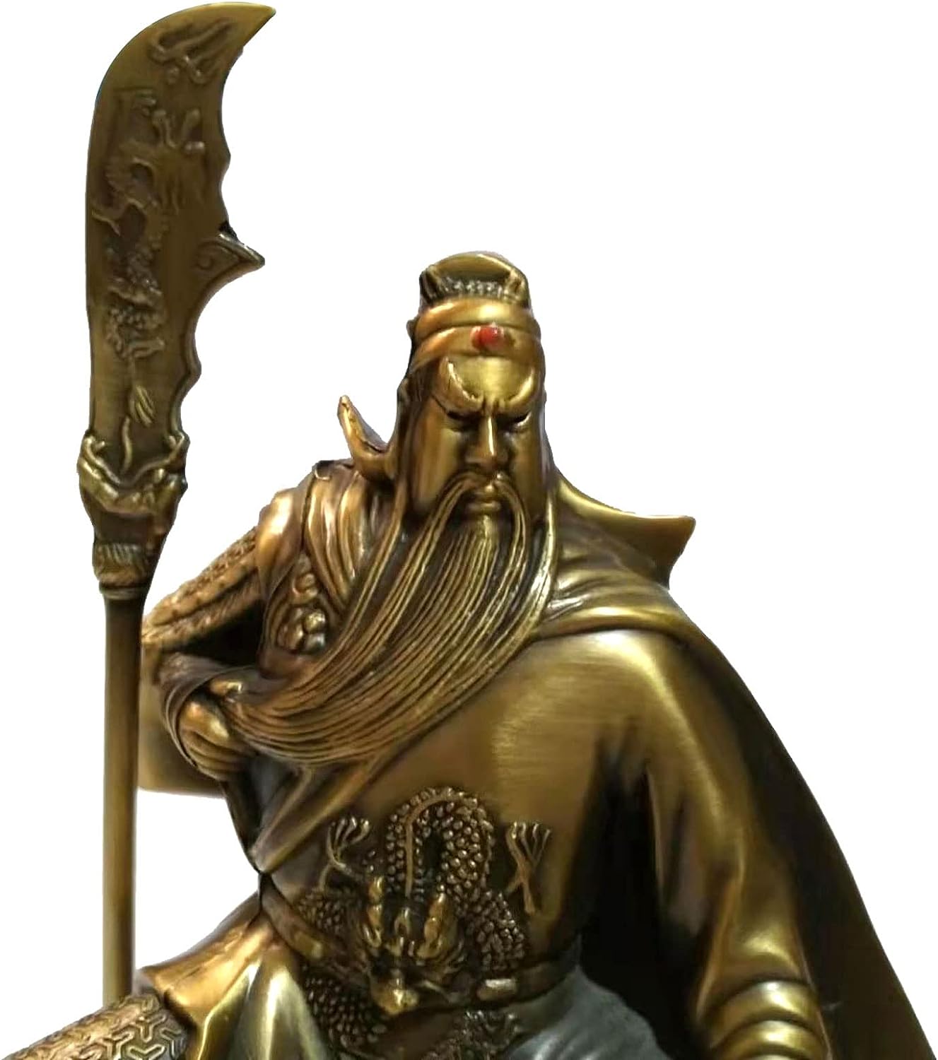 Guan Yu Sitting Statue,Chinese Fengshui Guan Gong Statue,Antique Bronze Finish Statue for Decoration car Home Office Tabletop,Historical Collection Good Lucky Gifts 5.12 Inch