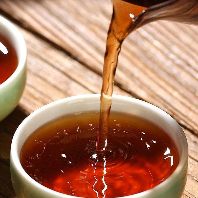 Olvvla - Chinese Ripe Puerh Tea Cake - Yunnan Menghai Aged Puerh Tea - Shu Puerh Loose Leaf for Detox - Antioxidants, Anti-Aging - 12.59oz/357g