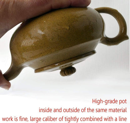 Handmade clay teapot Teapot 11oz 300ml Chinese Yixing Pots Yellow Clay Genuine Zisha Handmade Infuser For Han bian style zhima clay pot Chinese traditional craft tea drinking culture