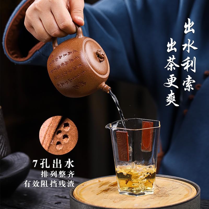 Handmade Zisha Teapot, Chinese Yixing Purple Clay Tea Pot 7.4 Oz,Chinese Kungfu Brew Infuser Loose Leaf Tea