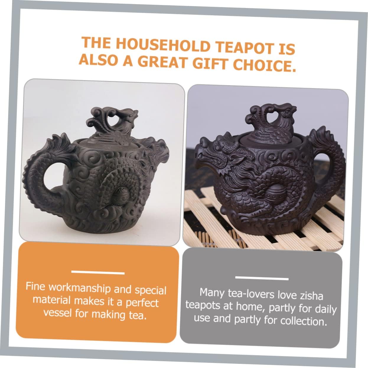 LIFKOME 2pcs Dragon Phoenix Purple Clay Teapot Purple Clay Tea Pot Zisha Teapot Brass Teapot Cast Iron Teapot