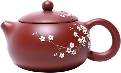 fanquare Large Yixing Zisha Clay Teapot, Chinese Trational Jing Zhou Shi Piao Pot with Lotus Seedpod, Bird, 9.5oz