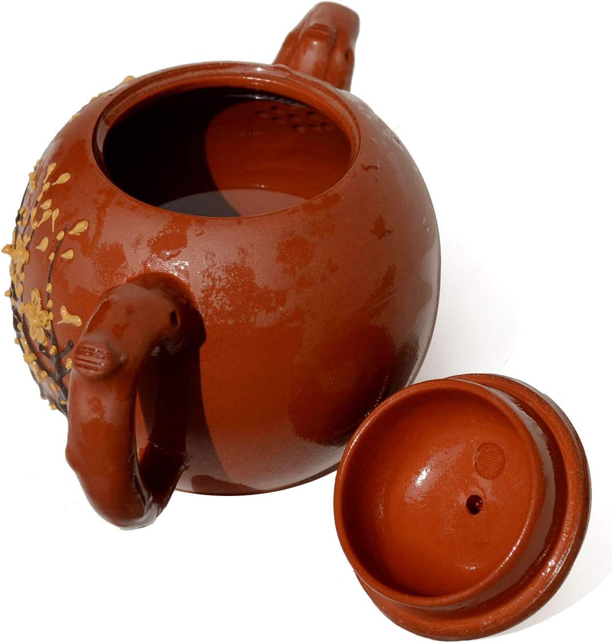 Tea pot 9.5oz Chinese Yixing Clay Dragon Genuine Zisha Tea Infuser for Loose Tea Kettle (Black) (Red)