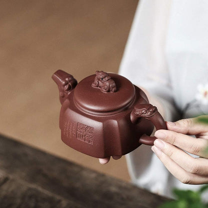 Yixing Clay Teapot 10oz Zisha Tea Pot Chinese Dragon Kungfu Tea Set Kettle (purple mud)