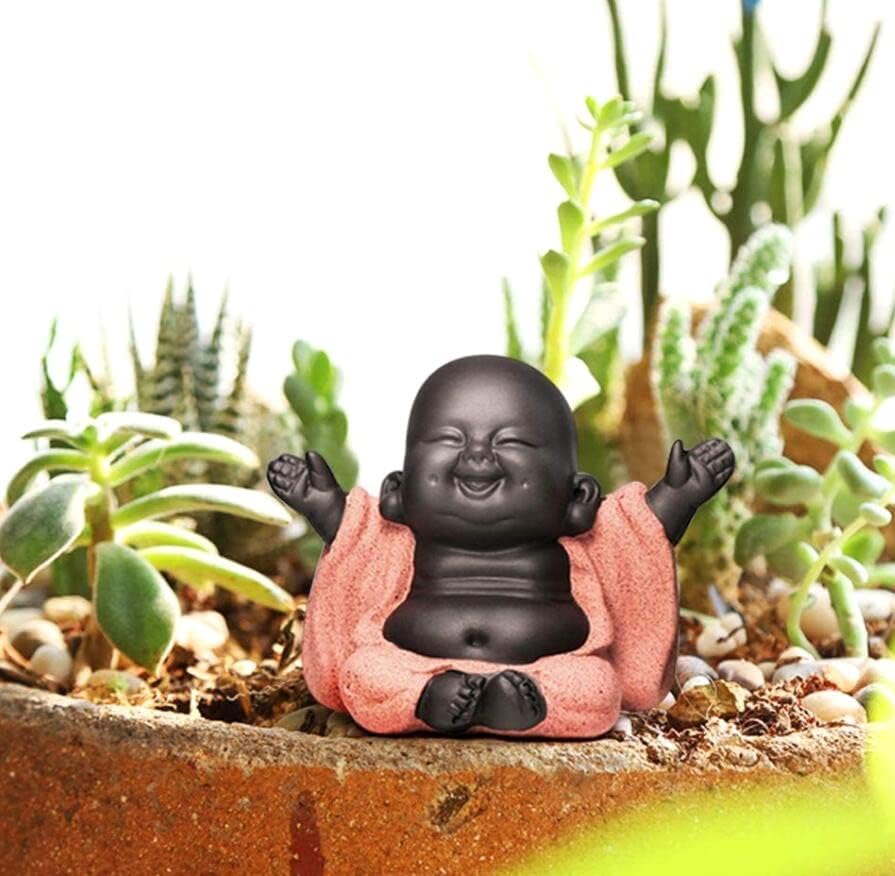 EatingBiting Chinese Zisha Tea Pet Laughing Baby Buddha Statue Monk Figurine Teapot Tea Pet for Home Tea Tray Decor for Home Tea Tray Decor