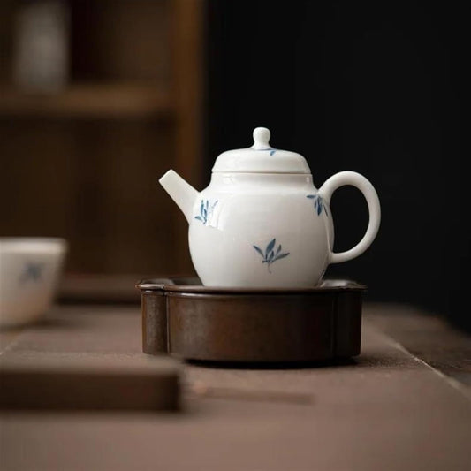 Afternoon Tea Set Hand Drawn Teapot Porcelain Kung Fu Tea Set Hand Painted Butterfly Orchid One Person Pot Single Teapot Tea Infuser Tea Set For Adults