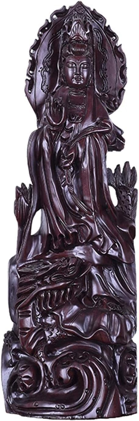 PBANDN Zen Art Buddha Statue Garden Patio Sculpture, Ornament Buddha Statue - Ebony Wood Carving Talong Guanyin - Feng Shui Decoration