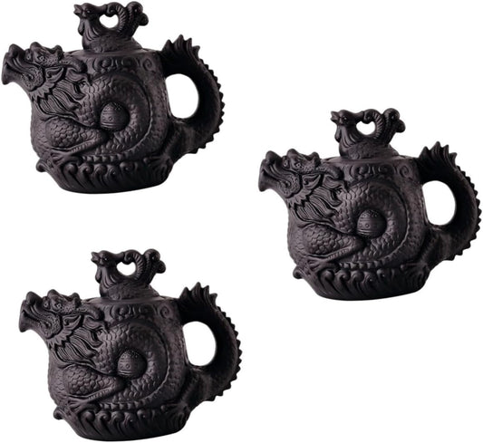 BESPORTBLE 3pcs Dragon Phoenix Purple Clay Teapot Dragon and Phoenix Office High Capacity