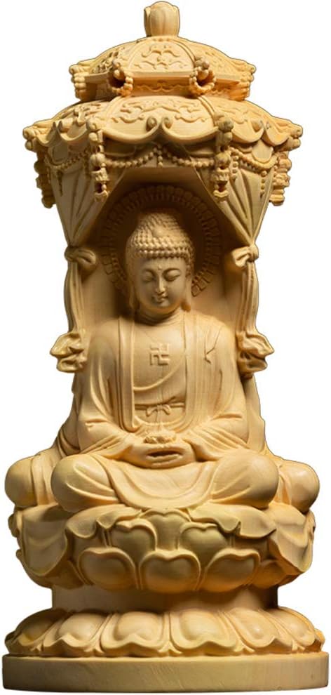 EASTCODE Three Sides Amitabha,Guanyin,Bodhisattva Buxus Wood Carving Western thress Gods Wood Home Buddha Statue Solid Wood Ornaments