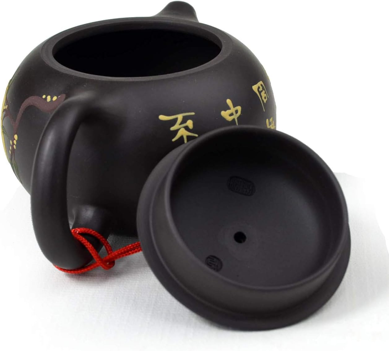 Teapot 6.8oz Chinese Yixing Genuine Black Clay Tea Xishi Pots Longevity Birthday Wishes (Black ST)