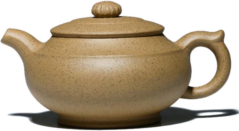 Handmade clay teapot Teapot 11oz 300ml Chinese Yixing Pots Yellow Clay Genuine Zisha Handmade Infuser For Han bian style zhima clay pot Chinese traditional craft tea drinking culture