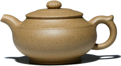 Handmade clay teapot Teapot 11oz 300ml Chinese Yixing Pots Yellow Clay Genuine Zisha Handmade Infuser For Han bian style zhima clay pot Chinese traditional craft tea drinking culture