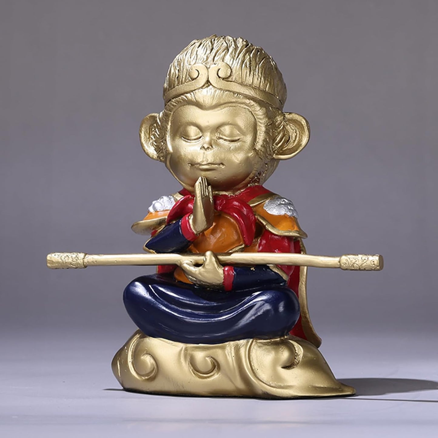 Brass Sun Wukong, Dou Sheng Buddha Decoration, Chinese Mythological Figures, Symbol of Bravery and Perseverance for Collectors, Budding Spiritualists, and Devout Buddhists (A)
