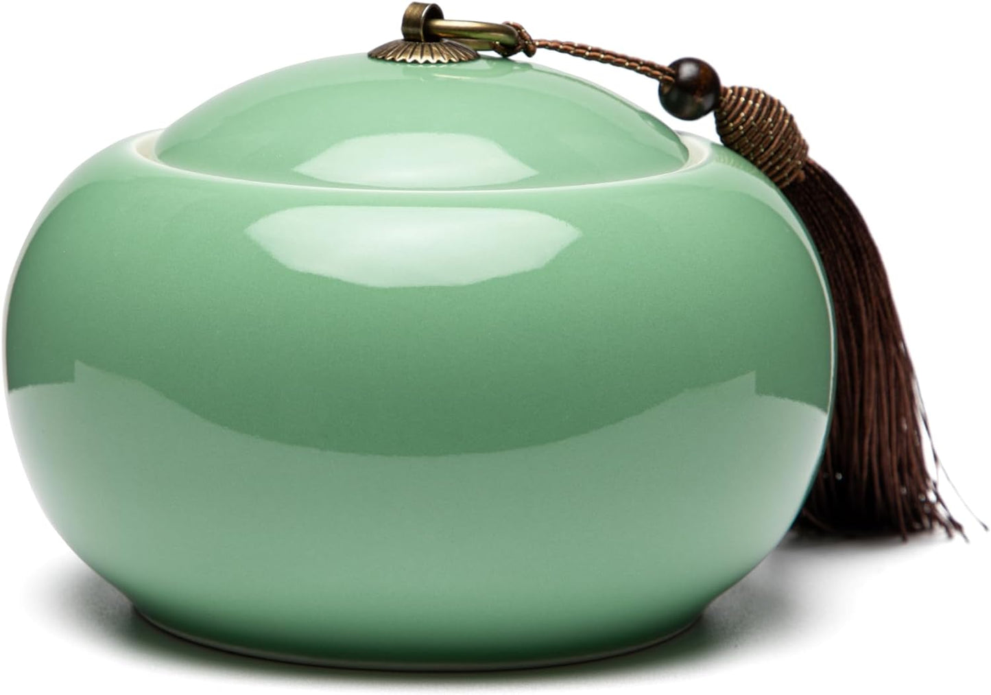 SILINE Longquan Celadon Loose Tea Storage Jar, 20 oz/600ml Green Porcelain Airtight Container -Di Kiln,Pink Cyan