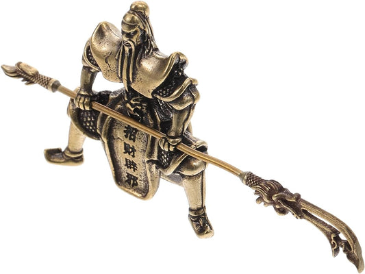 ORFOFE Tea pet Guan Yu Guan Yu Chinese Fighting Warrior God of Wealth Statue Chinese feng Shui Statue mininature Guan Di Statue Chinese guan yu Statue Hand Decor Lovers Copper Tea Manual