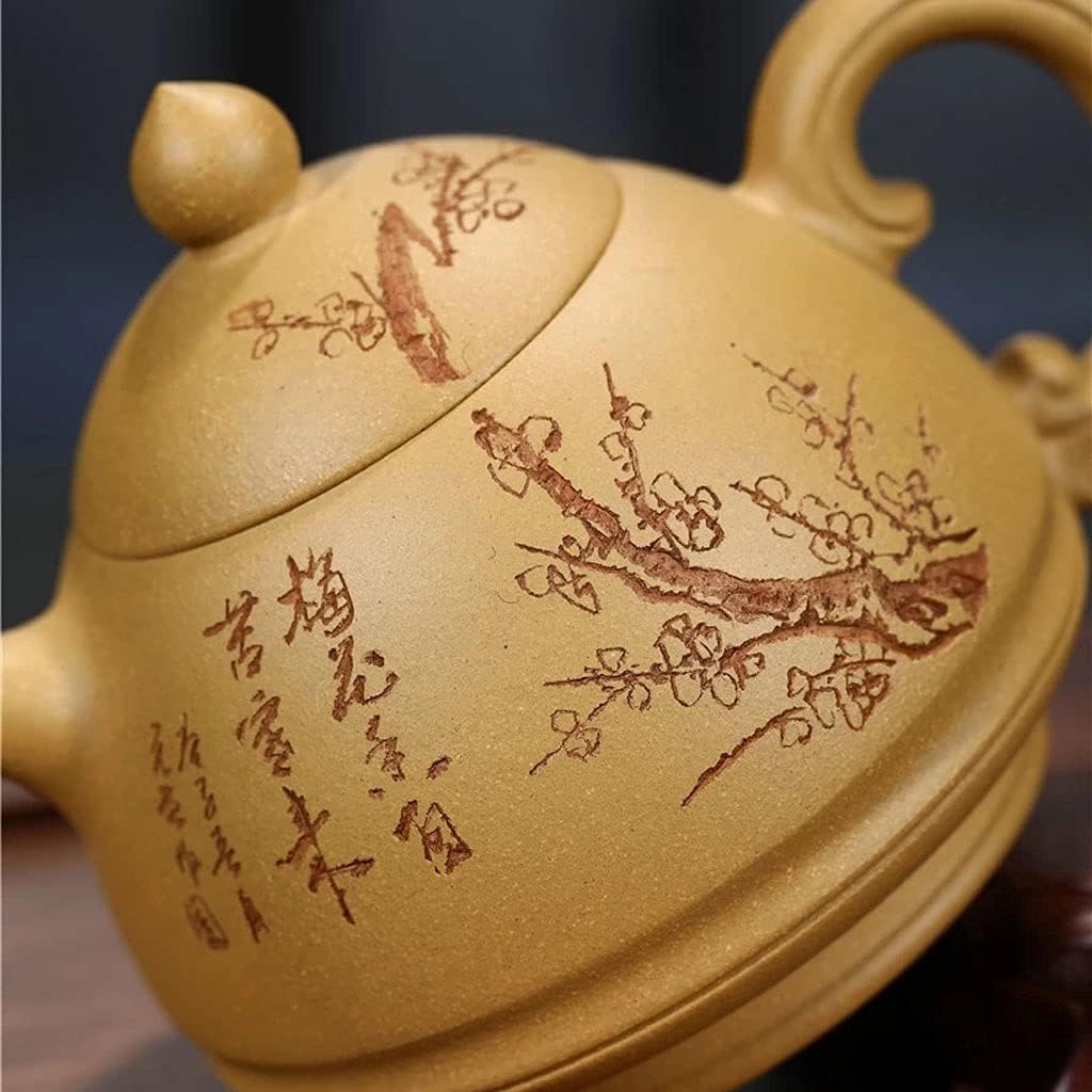 Tea Kettle Stovetop Traditional Zisha Teapot Hand Carved Painted Plum Teapot Home Kung Fu Tea Set(240ml/8.4oz)