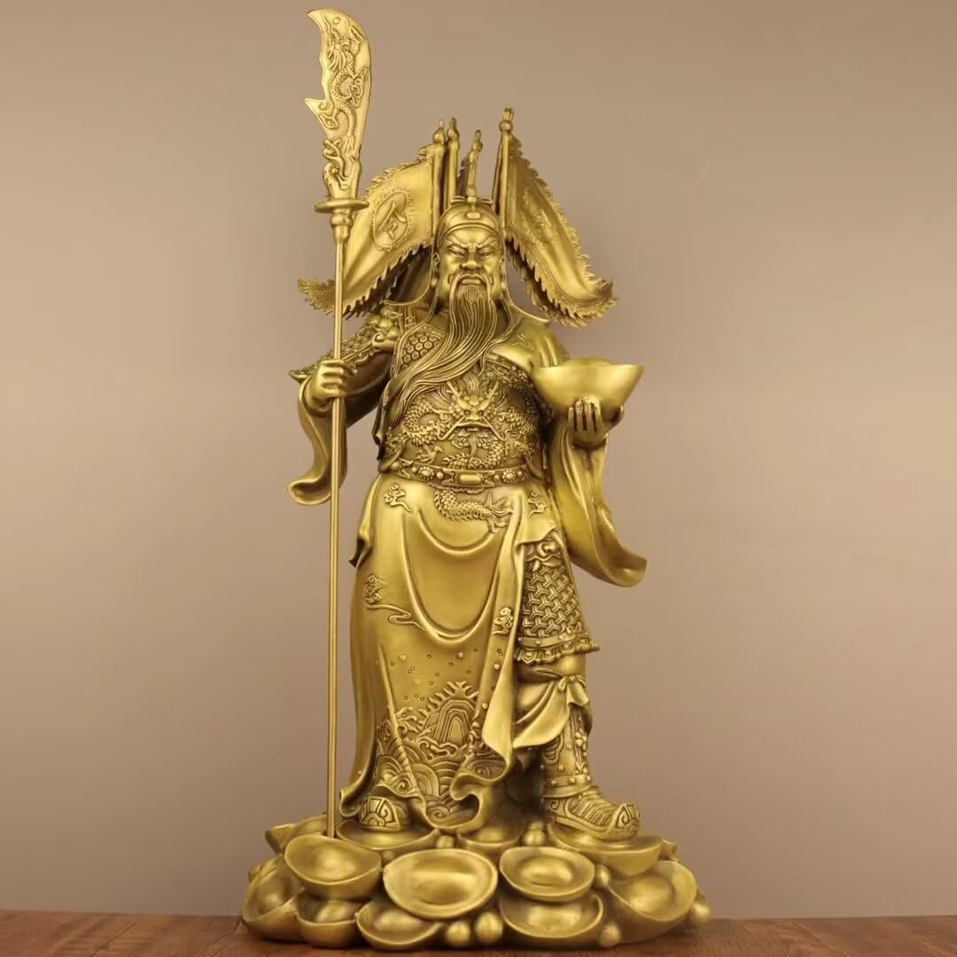Pure Copper Chinese Feng Shui Guan Gong Statue God of Wealth Home and Office Decoration Wu God of Wealth Guan Yu Statue Best Furnishings Gifts