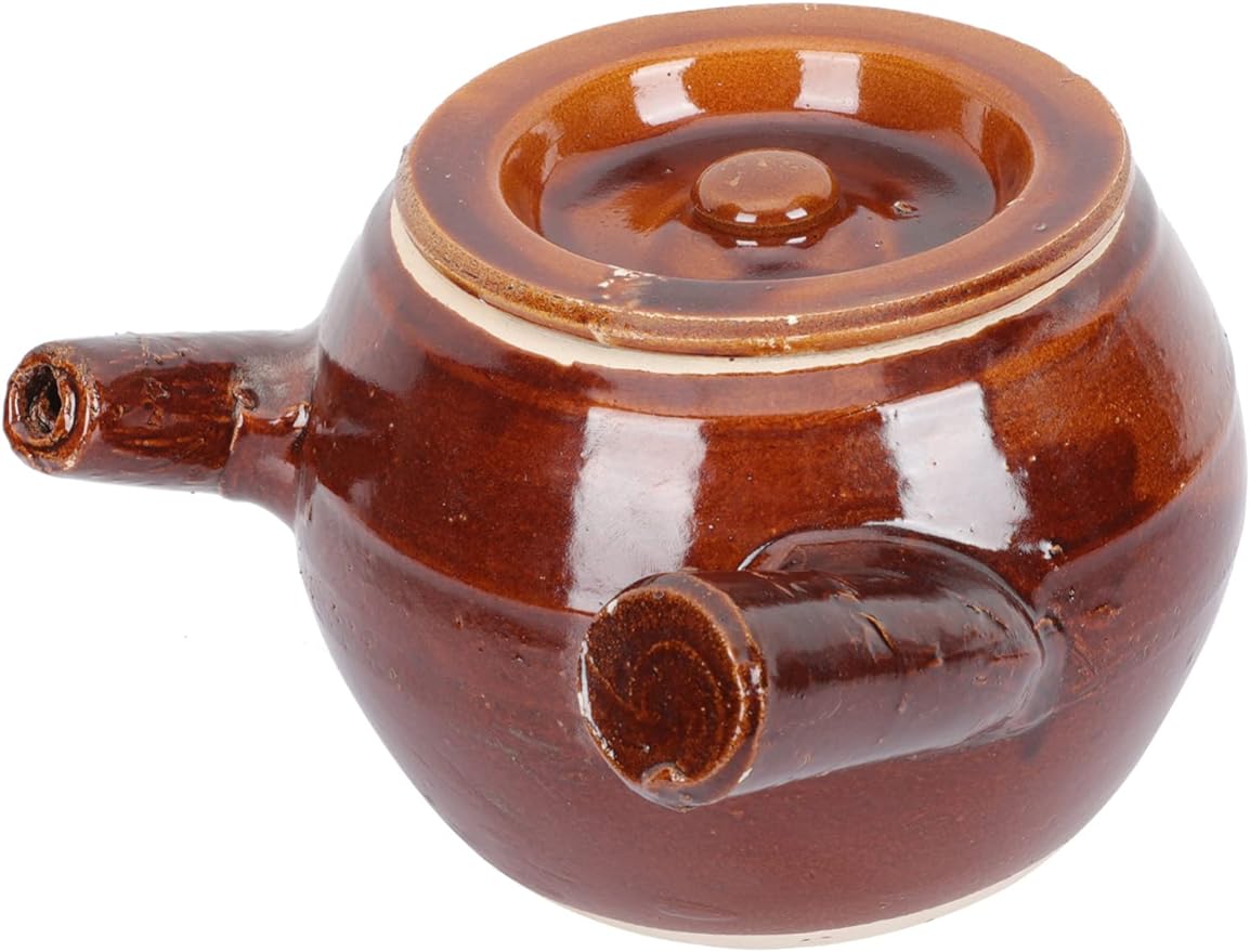 HAKIDZEL Old Fashioned Medicine Pot Ceramic Medicines Pot Japanese Casserole Pot Clay Cooking Pot Korean Dolsot Bowl Pan with Lid Nonstick Pottery Clay Casserole Pearlescent Gas Stove