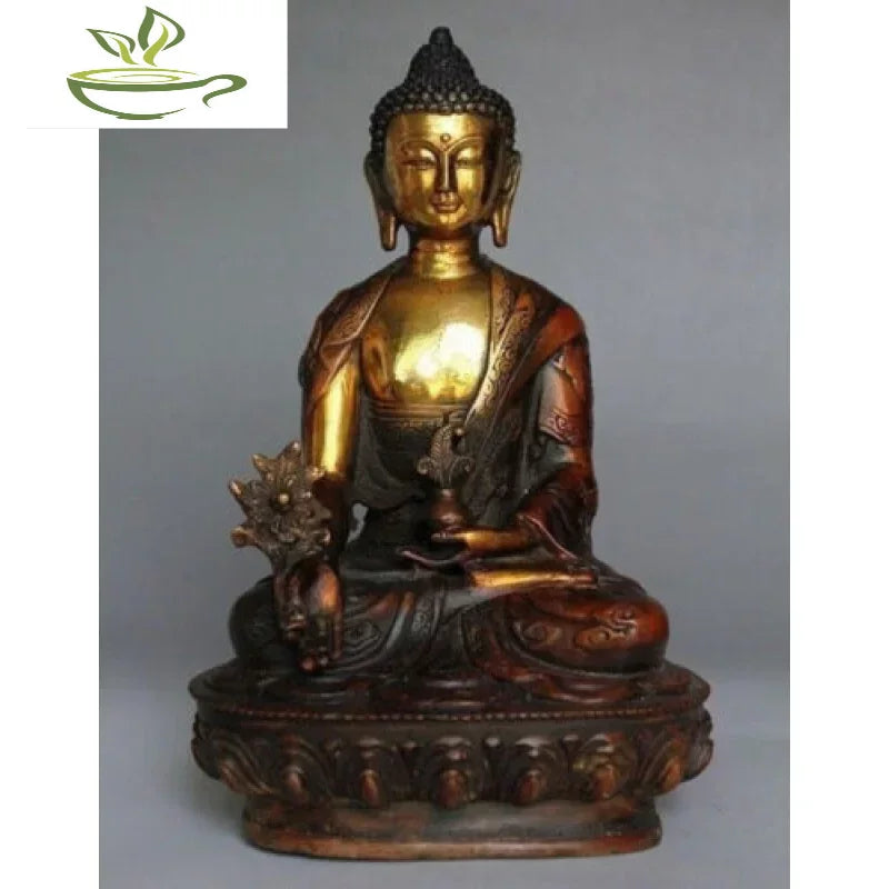 Ancient Tibetan Brass Sakyamuni Buddha Cuban Garwan Buddha Dragon Statue