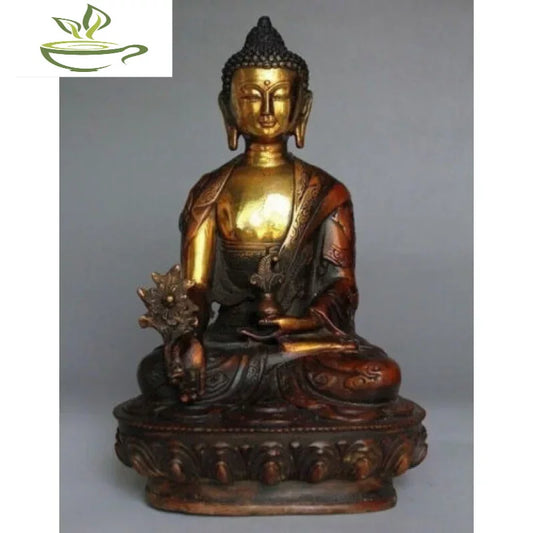 Ancient Tibetan Brass Sakyamuni Buddha Cuban Garwan Buddha Dragon Statue