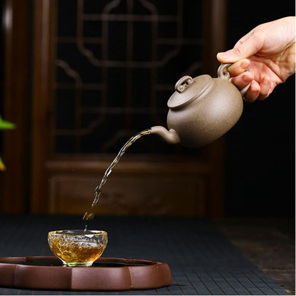 Chinese Yixing Zisha Clay Teapot Handmade Ruyi Tea Pot Gray Spherical Filter for Loose Tea